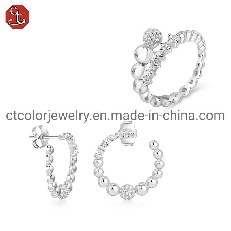 Fashion Jewelry Women  925 Sterling Silver Custom Design  Cubic Zirconia  Earrings Jewelry set