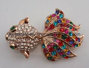 Fashion Jewelry-Goldfish Shaped Crystal Stone Brooch