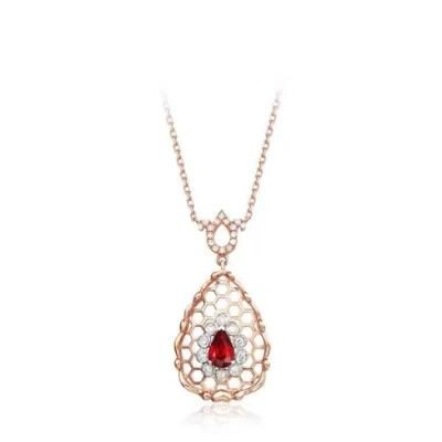 Wholesale Jewelry Fashion Jewelry Ruby Corudum Pendant Jewelry Sterling 925 Silver Necklace for Woman