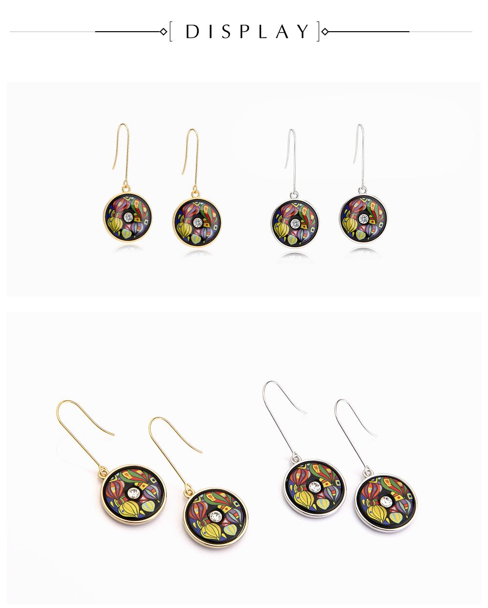 Boho Hollow Round Drop Alloy Enamel Long Layered Earring