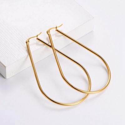2021 Latest Trendy Women Jewelry Gold Plated Stainless Steel Exaggerated Drop Shape Big Hoop Earrings