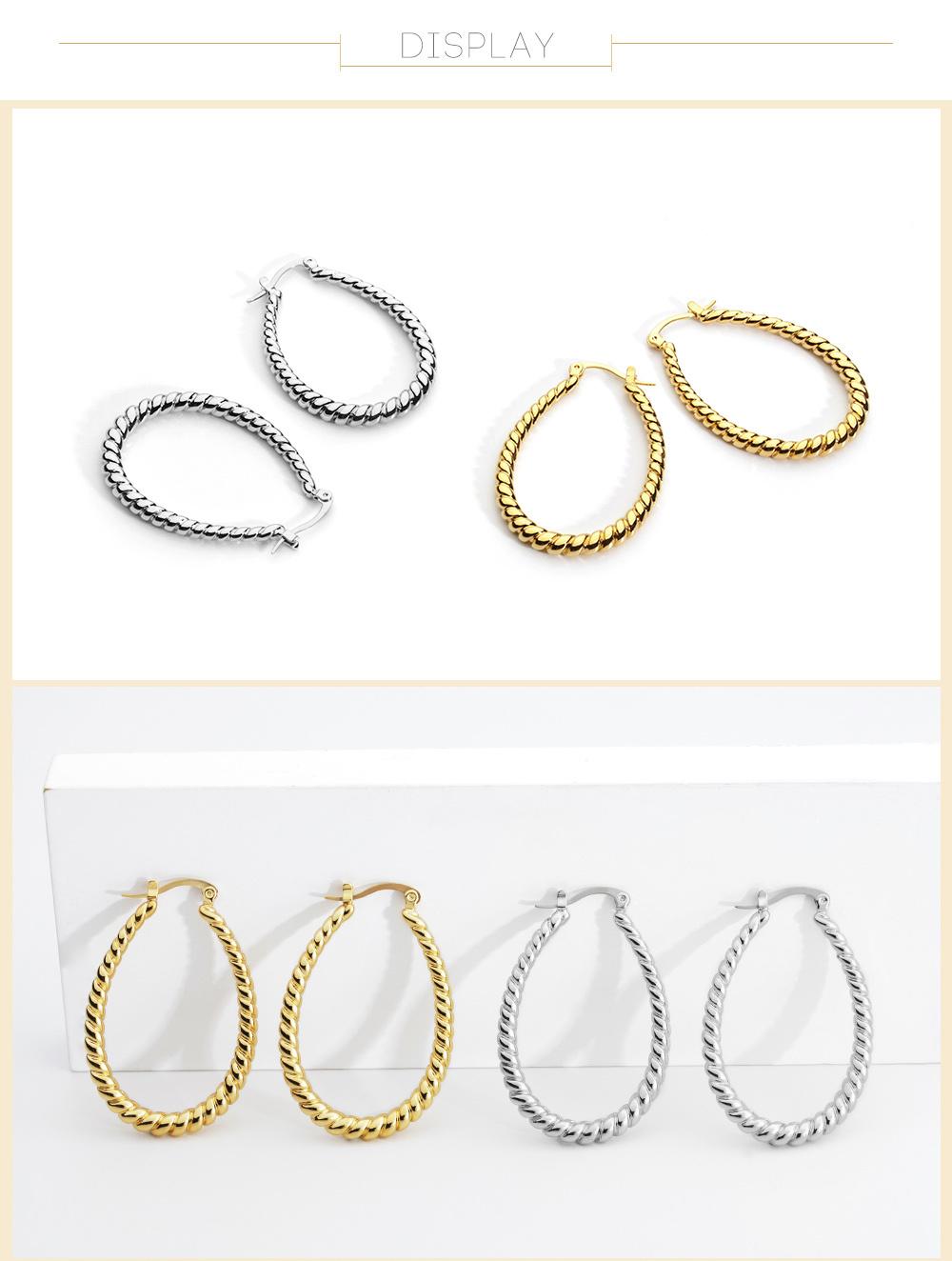 Twisted Wheat Ears Shape Stud Huggie Hoop Earrings Women