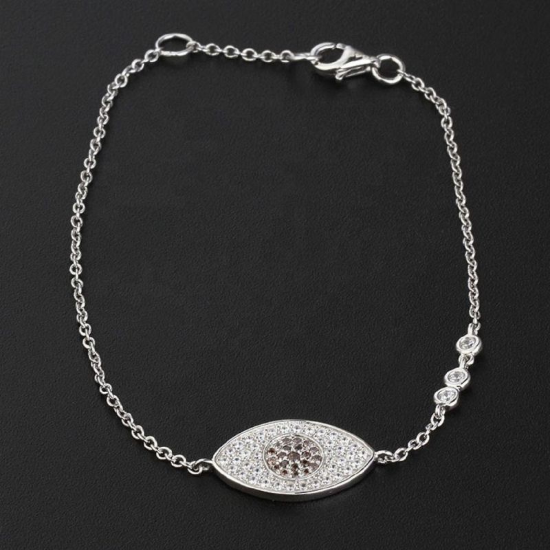 18K Gold Plated Neo-Gothic 925 Sterling Silver Zircon Women Custom Eye Bracelet for Gift