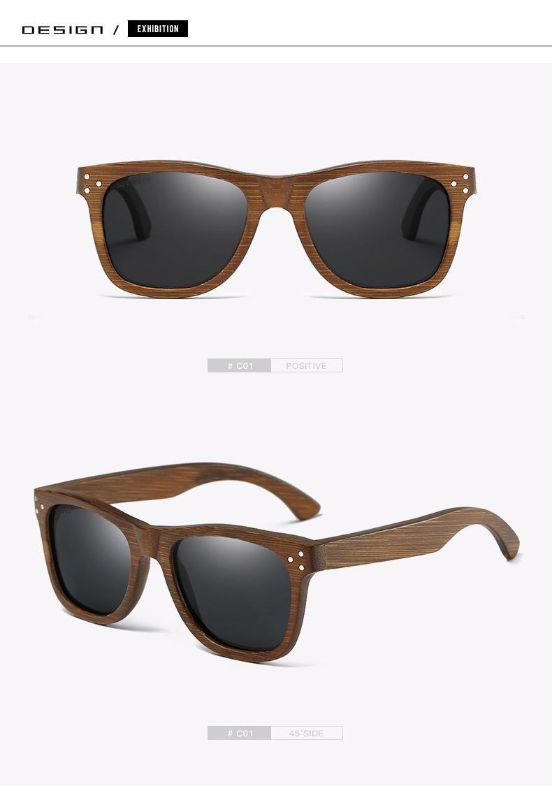 Women Men Best Hot Selling Sun Glasses Shades Colorful Oversized Square Fashion Trendy Wood Bamboo Sunglasses