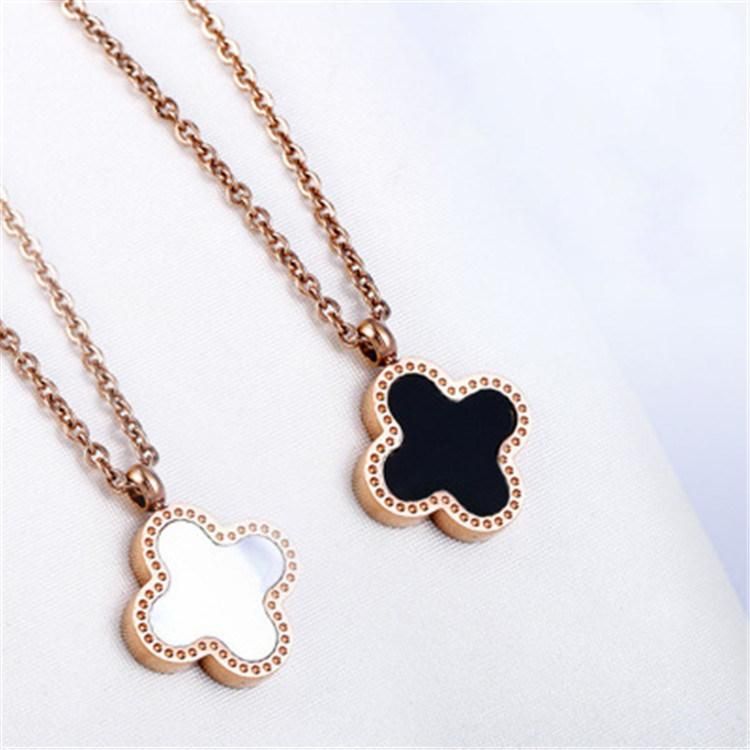 Fashion Ins Four Leaf Clover Titanium Steel Choker Necklace