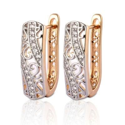 Costume Fashion Women Jewelry 14K 18K Gold Plated Imitation Huggie Hoop Earring with CZ Pearl