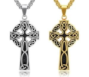 Viking Cross Pendant Necklace Vintage Jewelry Gift Stainless Steel Silver Gold Color Chain Necklace Men Women