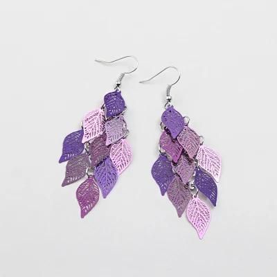 Fashion Colorful Nine-Piece Leaf Earrings