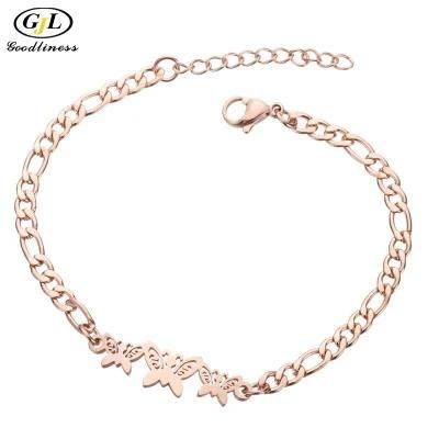 Women&prime;s Sweet Stainless Steel Three Butterfly Elephant Bracelet New Girlfriend Gift Jewelry