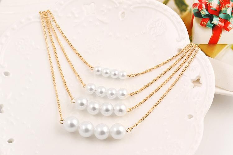 Wholesale Multi-Layer Artificial Pearl Necklace Temperament Jewelry Clavicle Chain Sweater Chain Jewelry