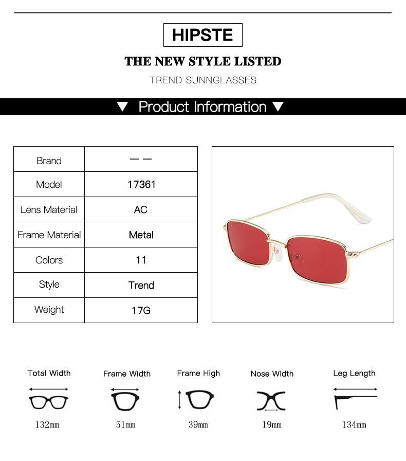 Small Square Frame Sunglasses, Metal Frame, Cross-Border Aliexpress Sunglasses, Big Red Hip-Hop Bungee Glasses