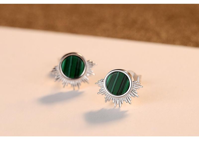 Fashion Jewelry Silver Earring Stud with Turquoise Cubic Zircon