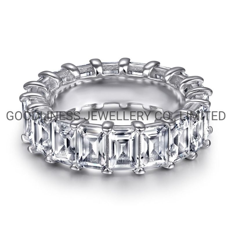 Trendy Diamond Wedding Jewelry 925 Sterling Silver Women Rhinestone Rings