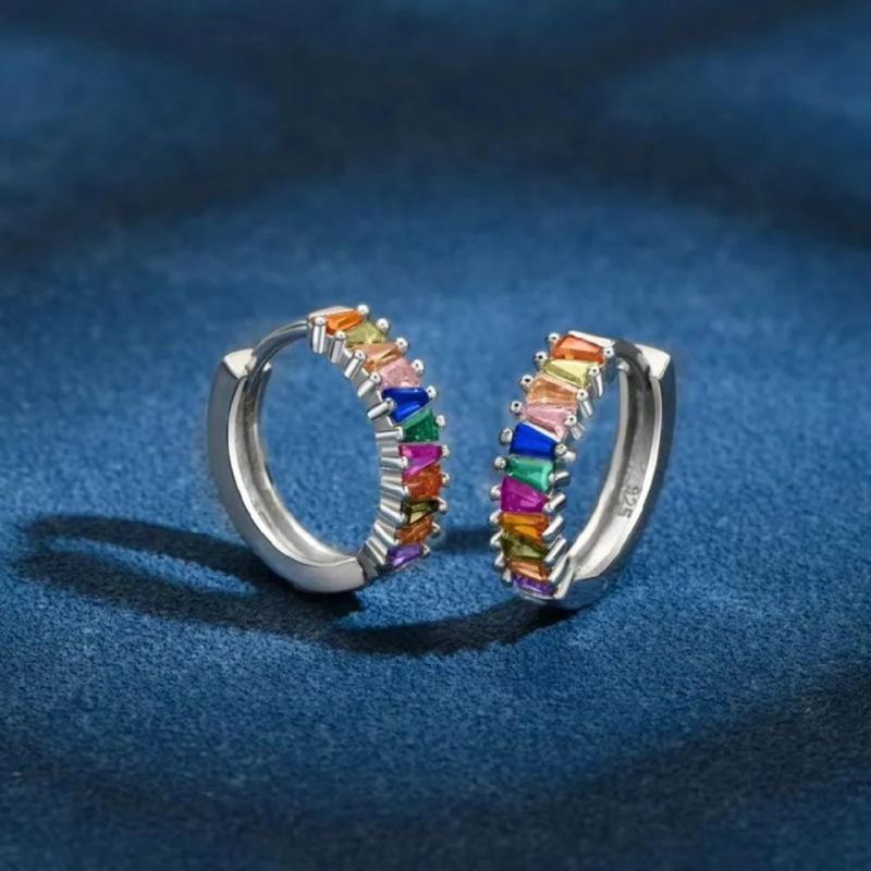 Colorful Zircon Earrings 925 Sterling Silver Earring Luxury Jewelry for Women