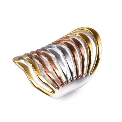 New Design Factory Directly Selling European and American Popular Women&prime; S Three Colors Titanium Steel Ring