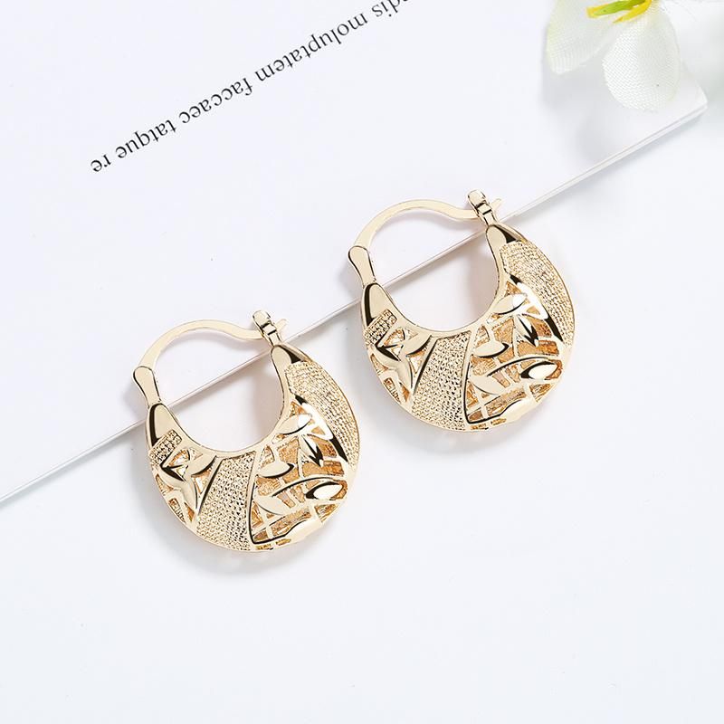 Fashion Gold Plat Copper Alloy Hoop Earrings Gold Plated Jewelry