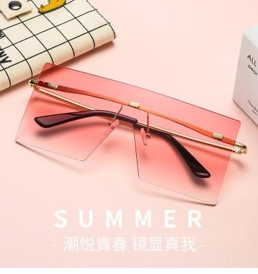 2020 Hot Sale Amazon Big Size Fashionable UV400 Oversize Rimless Metal Sunglasses