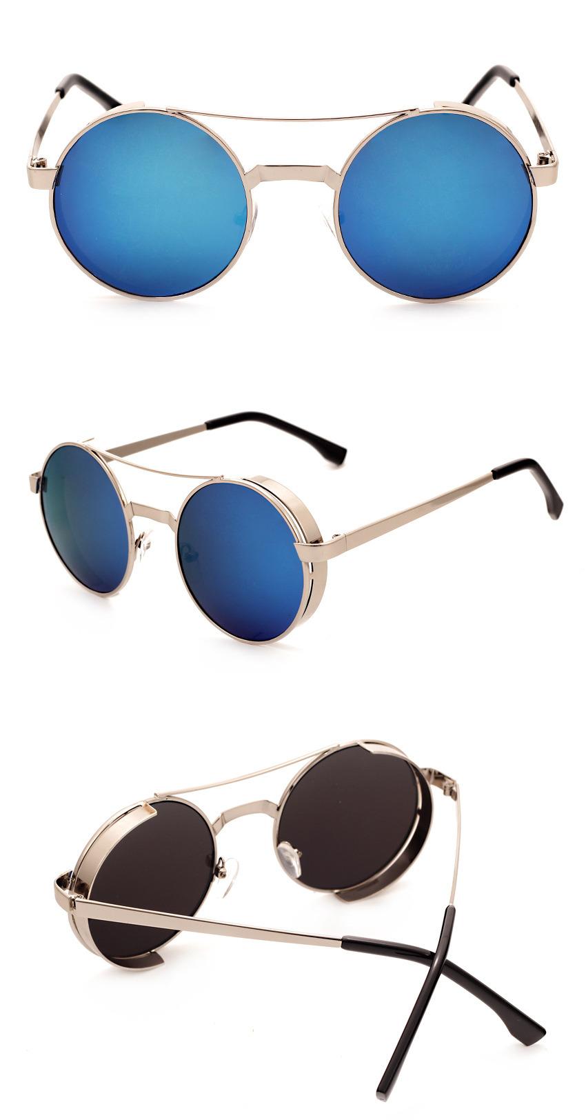 Luxury Punk Round Frame Metal Sunglasses for Men and Women