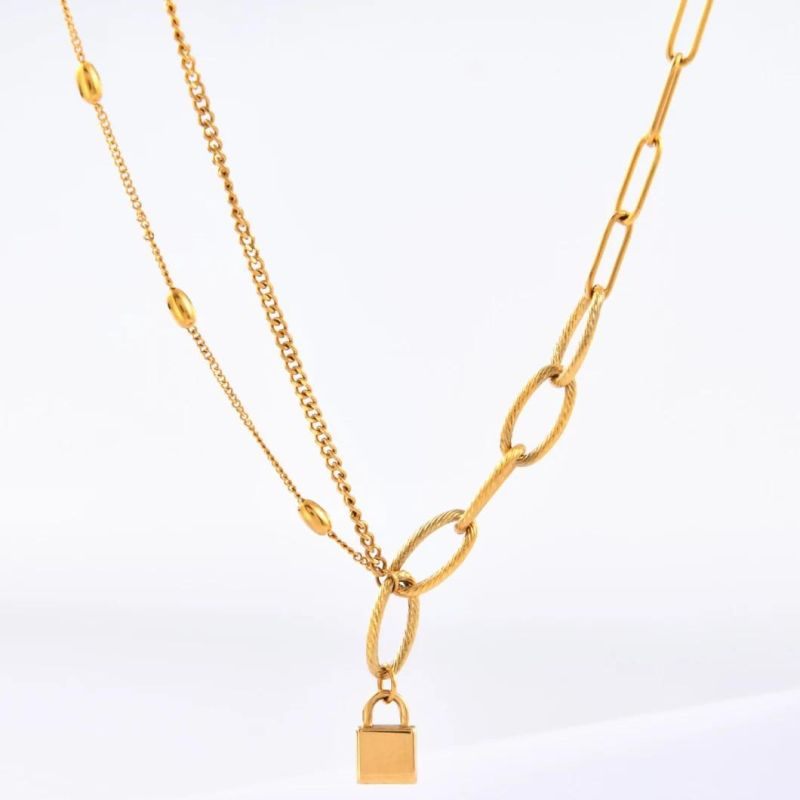 Inspire Stainless Steel Jewelry Personalized Lock Necklace Princess Necklace Old English Style Jewelry for Babygirl Gift