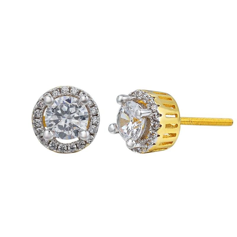 Wholesale Round CZ Diamond Micro Pave Stud Earrings