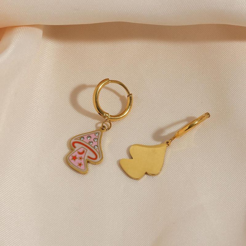 Manufacturer Custom Creative Design Fashion Jewelry High Quality Non Tarnish Drop Earring Gold Plated Girl Cute Mushroom Earring
