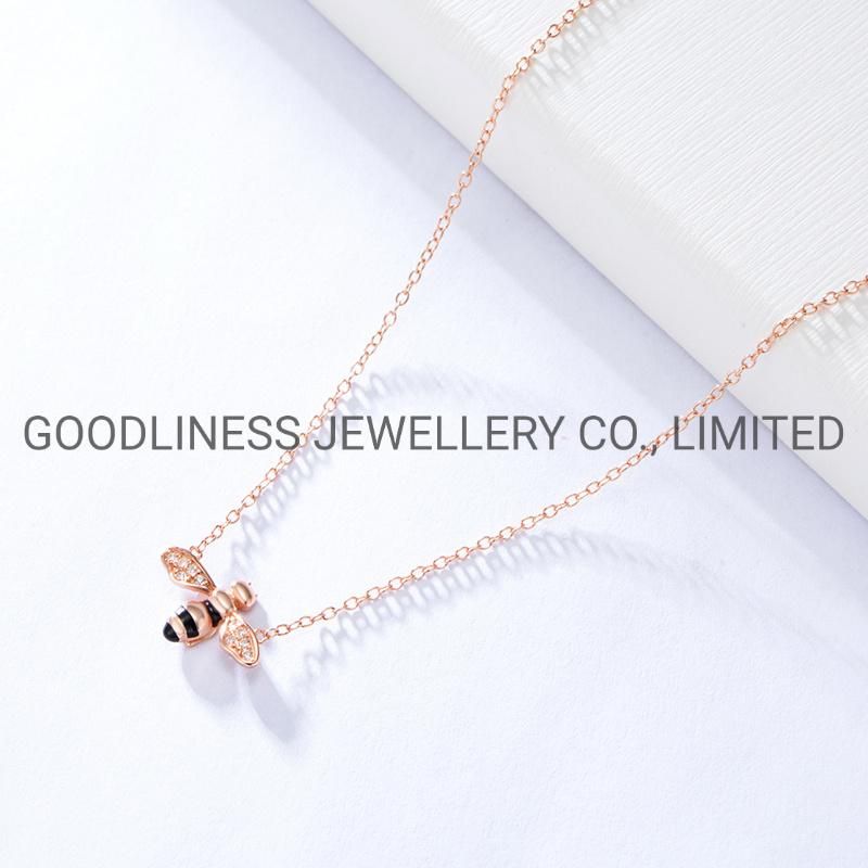 Initial 925 Sterling Silver Gold Women Insect Bee Pendant Necklace