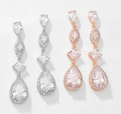 Pear CZ Earring Jewelry, Wedding Earring, Bridal Earring, Wedding Jewelry, Bridal Jewelry, Rose Gold Earring