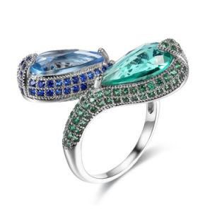 Popular Fashion Costume Match Jewellery 925 Silver Colorful CZ Ring