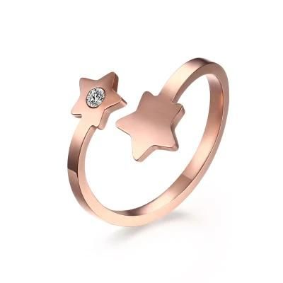 Women Fashion Star Jewelry with Crystal Ring in Rose-Gold Color