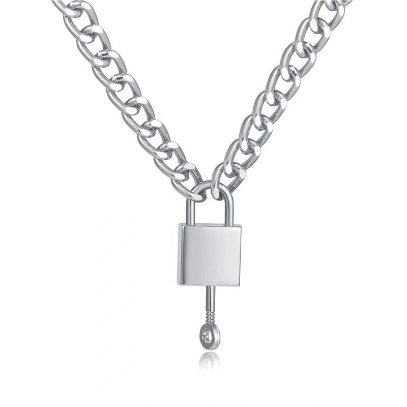 2022 Personality Fashion Cold Wind Thick Chain Lock Necklace Punk Exaggerated Tide Clavicle Necklace