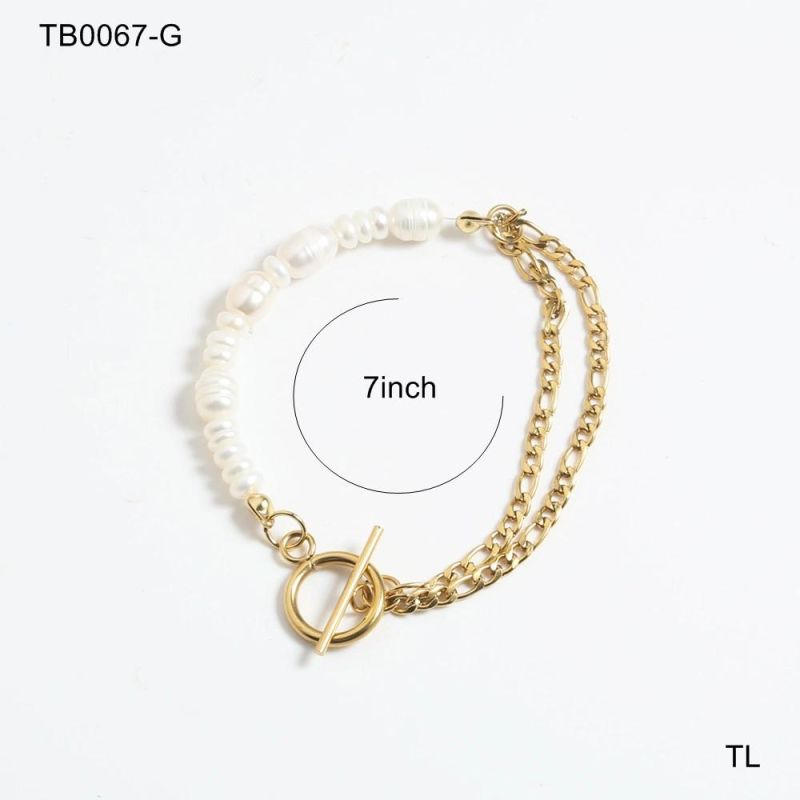 Manufacturer Custom Gold Fashion Jewellery High Quality Waterproof Stainless Steel Gold Jewelry Gold Chain Freshwater Pearl Bracelet