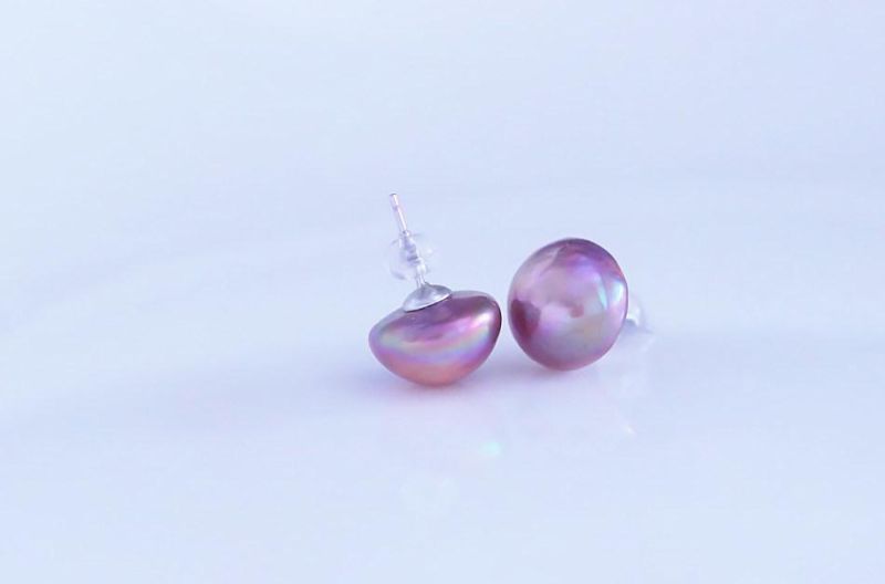 Cheap Half Round Natural Cultured Freshwater Mabe Pearl Stud Earrings Wholesale in Bulk