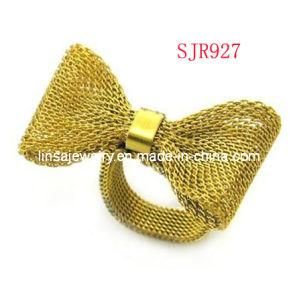 Fashion Lady Bowknot Designs Gold Stainless Steel Rings