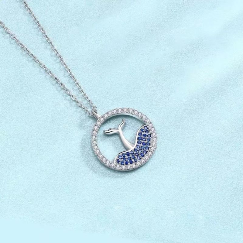 925 Sterling Silver Jewellery 18K Gold Plated Mermaid Tail Pendant Necklace Simple Delicate Girl Style Wholesale Jewelry