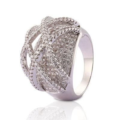Fashion Women Rhodium Plated Silver Stainless Steel Engagement Wedding Finger Rings Jewelry Design