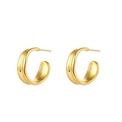 Factory Customized Fashion Cold Wind Earrings Accessories Light Luxury Stainless Steel 18K Gold Plated Irregular Wave Earrings