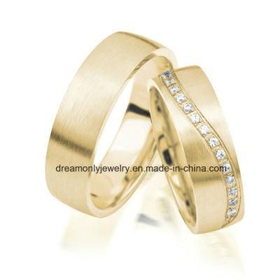 Matte Finish Claw Setting Gold Plated Wedding Ring