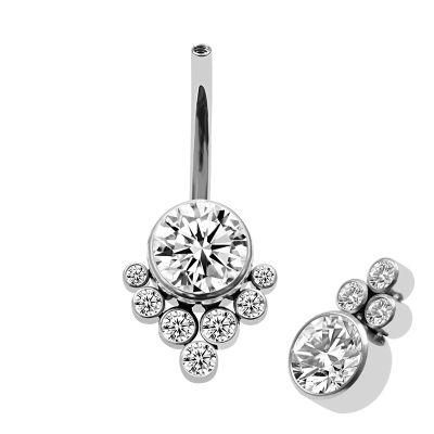 Eternal Metal Titanium Internally Threaded Zircon Curve Banana Navel Piercing Jewelry