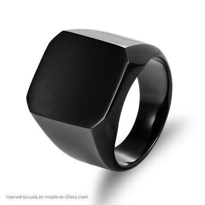 Fashion Rings Square Big Width 24K Titanium Finger Men Ring Fashion Jewelry