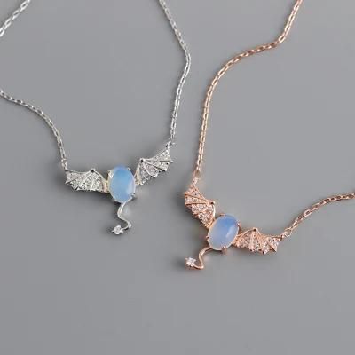 2021 Spring/Summer New Productse S925 Sterling Silver Moonstone Bats Chain Necklace