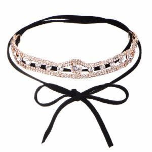 Collar Flower Crystal Long Choker Necklace