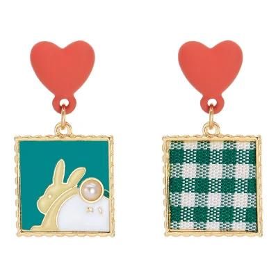 Fashion Jewelry Asymmetric Pattern Earrings Cute Bunny Ear Clips