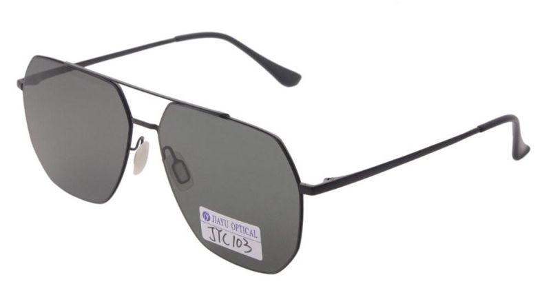Fashion Polarized UV400 Protection Double Bridge Unisex Metal Sunglasses