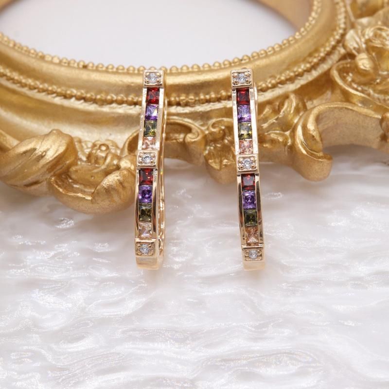 Wholesale Ladies Brass Gilded Jewelry Zircon Fashion Earrings