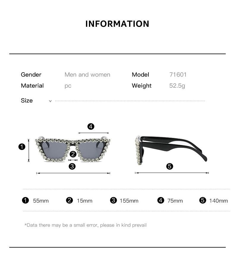 Oversize Unique Female Luxury Rhinestones UV400 Sunglasses