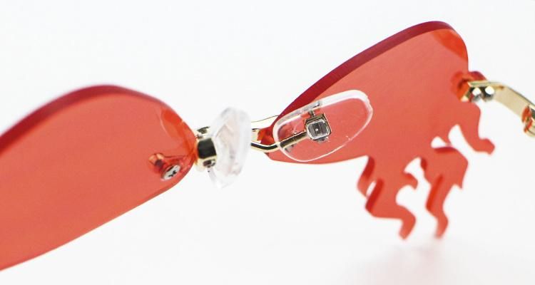 Flame Shaped Custom Logo Ready Frameless Women Sunglasses