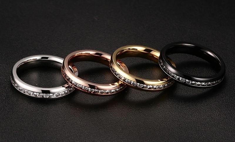 CZ Cubic Zircon Engagement Ring Stainless Steel Gold Wedding Ring