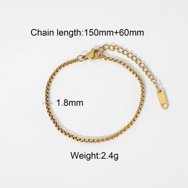 Fashion Jewelry High Quality Stainless Steel Simple Style Bracelets 14K/18K Gold Plated
