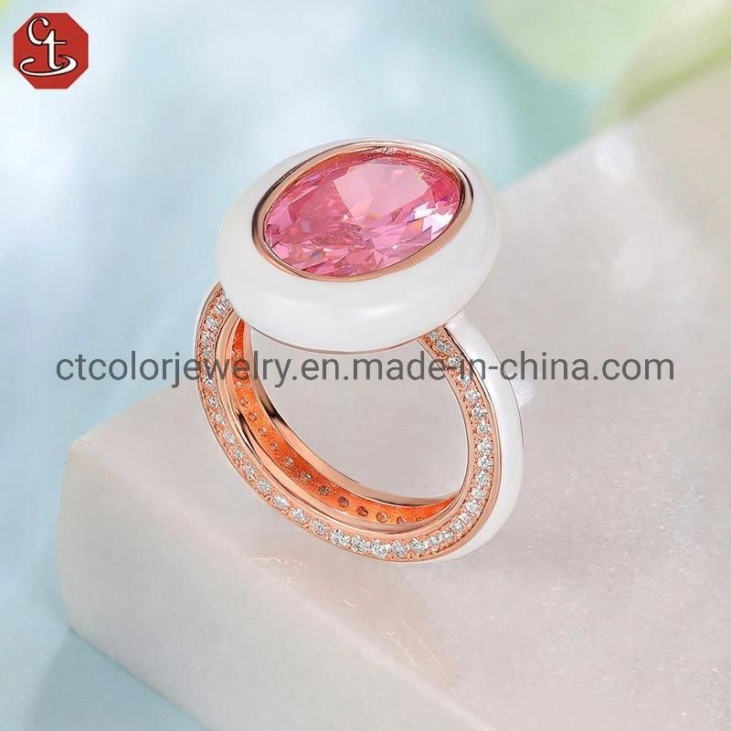Fashion Jewelry synthetic green crystal enamel big ring Fashion jewellery for women