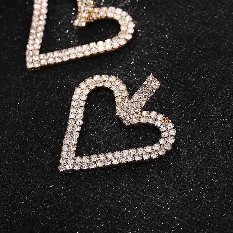 Wholesale Sparkling Heart Shape Crystal Rhinestone Drop Earrings